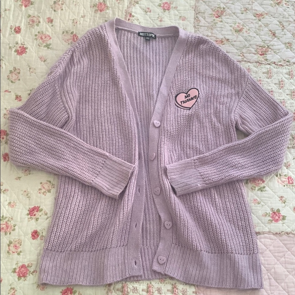 Hot Topic purple No Thanks cardigan Size Small